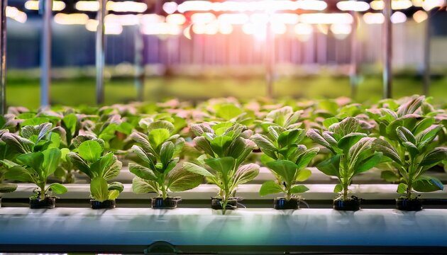 Seedlings Growing In A Hydroponic Farm Indoor Vertical Farming And Agriculture - Powered by Adobe