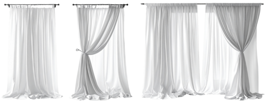 Minimal Window Sheer Curtain Set with Tiebacks