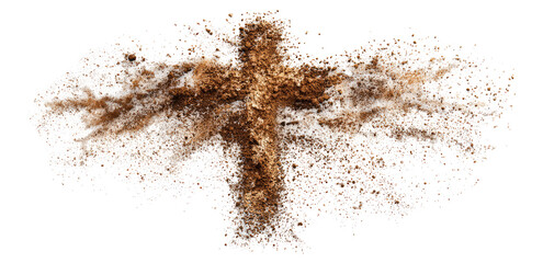 Ashes cross on white background. Ash Wednesday and the Easter holiday symbol