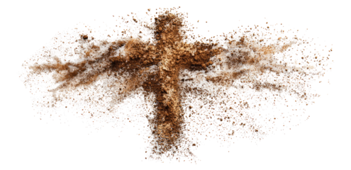 Ashes cross on white background. Ash Wednesday and the Easter holiday symbol