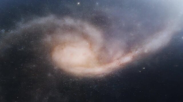 Celestial spiral galaxy dances in space