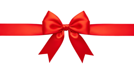 Red satin ribbon bow on black background gift