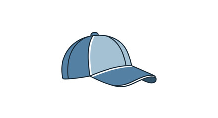 Blue Baseball Cap Illustration with Visor and Button.
