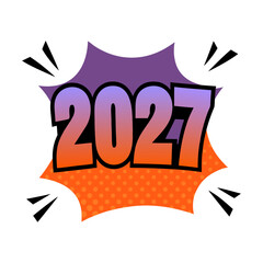 Obraz premium A dynamic comicstyle graphic with the year 2027, , ideal for themes related to the future, new year events, or creative design projects