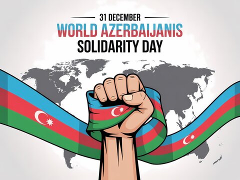 World azerbaijanis solidarity day celebrated december 31st with a raised fist and national flag