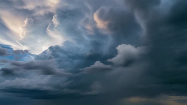 Dramatic storm clouds brewing intensely