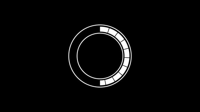 Abstract glowing loading bar icon animation with black background.