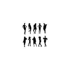 Set of woman silhouettes. Collection of fashion woman model silhouette. Girls woman sexy posing set vector silhouette. 