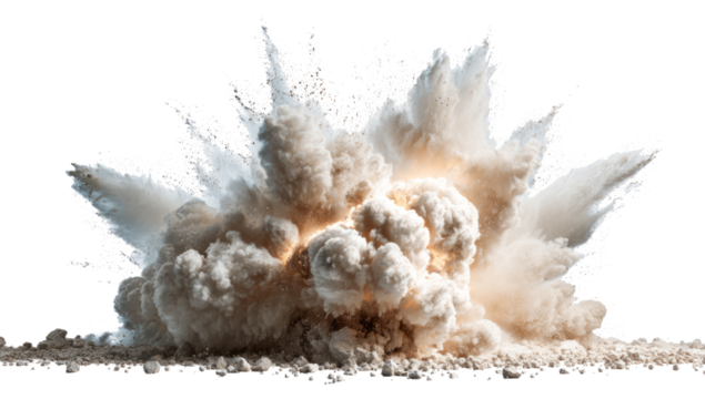 Explosive Dust Cloud with Dust Particles and Smoke in Neutral Tones