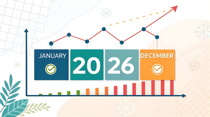 Year-end business growth chart, planning concept, new year analysis, visual data trends, infographic for performance review