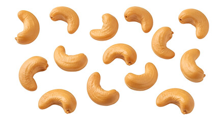 Scattered Cashew Nuts On Black Background cashews arrangement