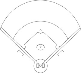 Baseball field diagram outline for sports education and training design eps silhouette