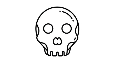 Simple Line Art Illustration of a Human Skull.