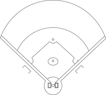 Baseball field diagram outline for sports education and training design eps silhouette