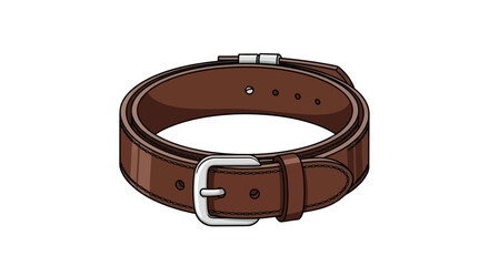 Coiled Brown Leather Belt with Shiny Silver Buckle.