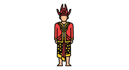 Stylized Traditional Male Figure in Cultural Attire with Headdress.
