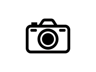 Stylized outline of a vintage camera with a lens and viewfinder isolated on transparent background