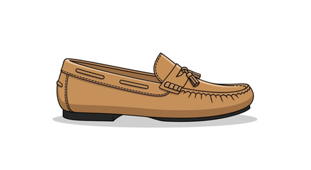 Tan Leather Loafer with Tassels: Stylish Slip-On Shoe.
