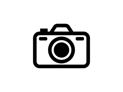 Stylized outline of a vintage camera with a lens and viewfinder isolated on transparent background - Powered by Adobe