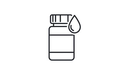 Minimalist Line Art Icon: Medicine Bottle with Dropper Drop.