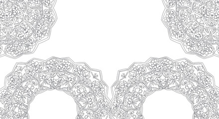 Intricate Floral Mandala Pattern in Black and White Design.