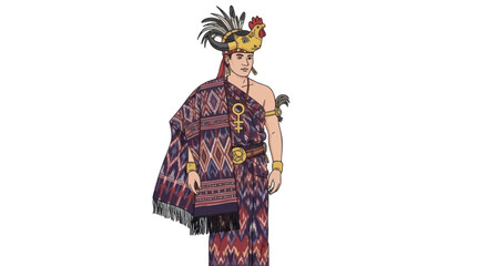 Illustration of a Woman in Traditional Indonesian Costume.