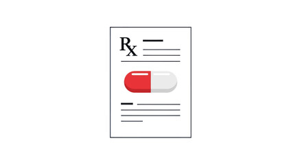 Prescription with a Red and White Capsule Pill Illustration.