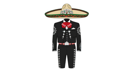Traditional Mexican Mariachi Charro Suit with Sombrero.