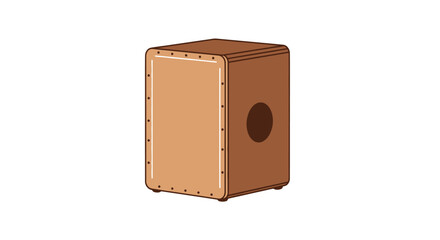 Wooden Cajon Drum with Circular Soundhole.