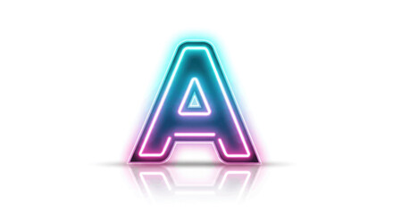 Glowing Neon Letter A with Cyan and Magenta Outline.