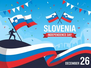 Slovenia independence day celebration with national flags and festive decorations