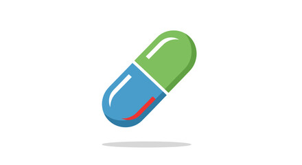 A single blue and green capsule with a red stripe detail.