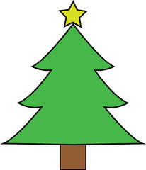 Illustration of a christmas tree with a yellow star