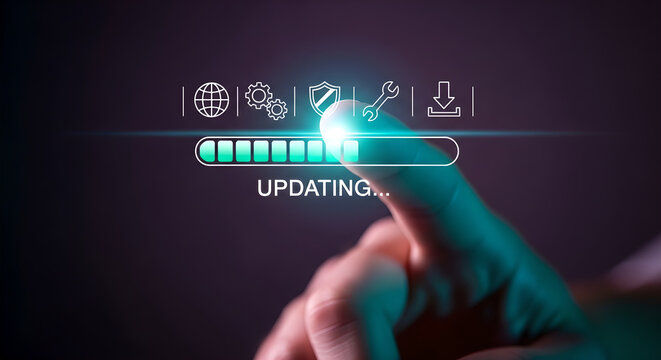 Updating Software Progress Bar Glowing Digital Interface Copy Space