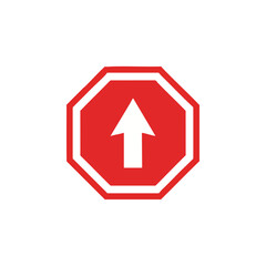 Obraz premium Red traffic sign with white arrow pointing up