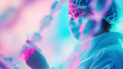 Scientist analyzing dna structure in a futuristic laboratory - Powered by Adobe