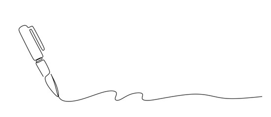 One continuous line of pen writing on a sheet. Vector illustration.