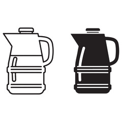 Obraz premium Kitchen Electric Kettle Outline and Solid Icons