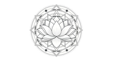 Intricate Black and White Lotus Mandala Design.