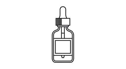 Simple Line Drawing of a Dropper Bottle with Label.
