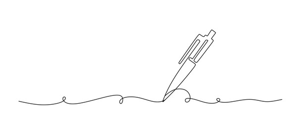 One continuous line of pen writing on a sheet. Vector illustration.