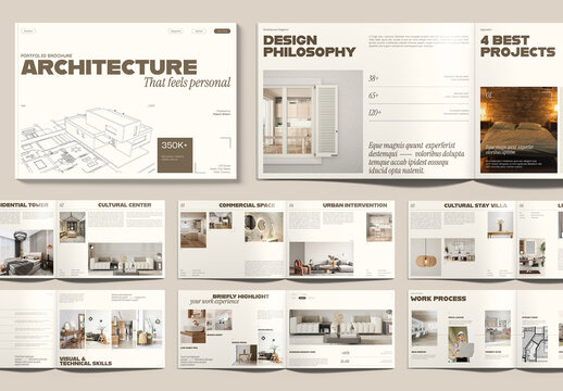 Modern Architecture Portfolio Landscape Brochure Template for Architects Studio & Agency