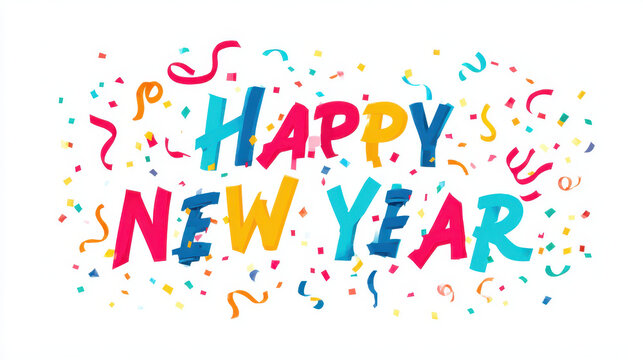 Festive happy new year typography celebration colorful background graphic design vibrant environment creative viewpoint