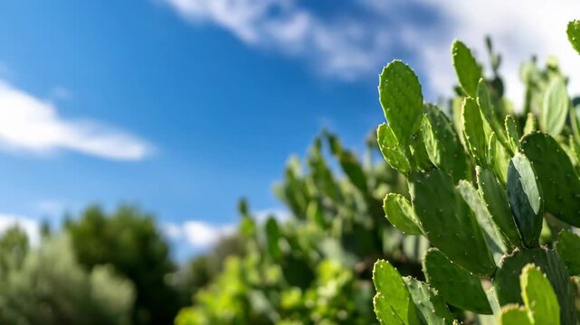 Green cactus plant against a blue sky nature photography