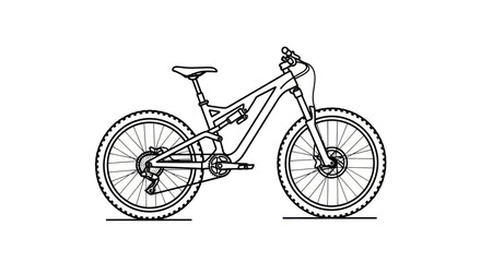 Obraz premium Detailed Line Art Illustration of a Full-Suspension Mountain Bike.