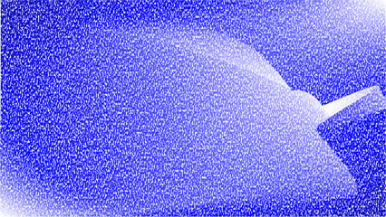 Abstract digital art of a manta ray created from a dense pattern of white dots on a vibrant blue background.