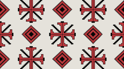 Geometric pattern with ethnic vibes for fabric design, background, or digital paper, bringing a touch of cultural charm to your projects