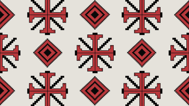 Geometric pattern with ethnic vibes for fabric design, background, or digital paper, bringing a touch of cultural charm to your projects