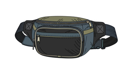Stylish Multi-Compartment Fanny Pack with Zippers and Adjustable Strap.