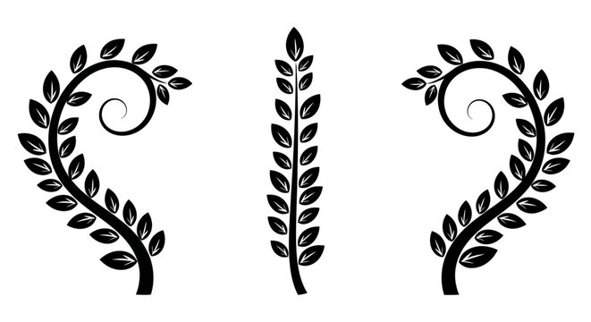 Vector Set of Stylized Laurel Wreath Branches - Victory, Honor, and Natural Scrollwork